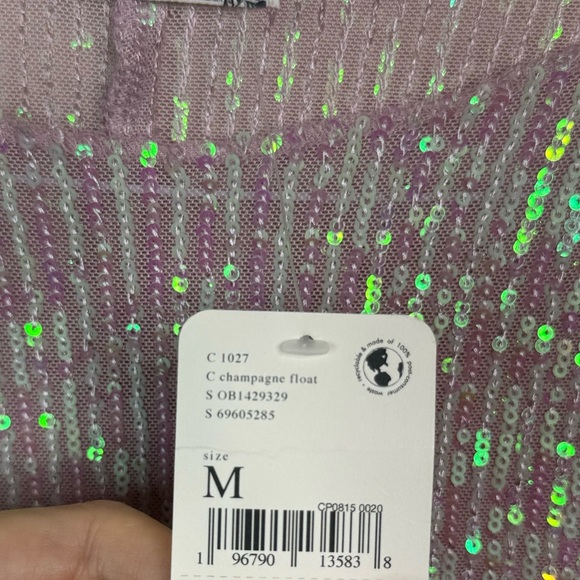 NWT free people Gold Rush Long Sleeve in Champagne Float size M - Picture 4 of 5